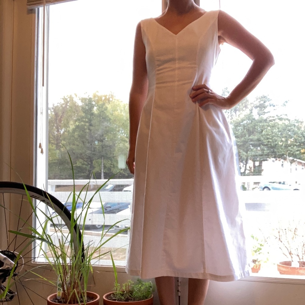 White cotton linen dress